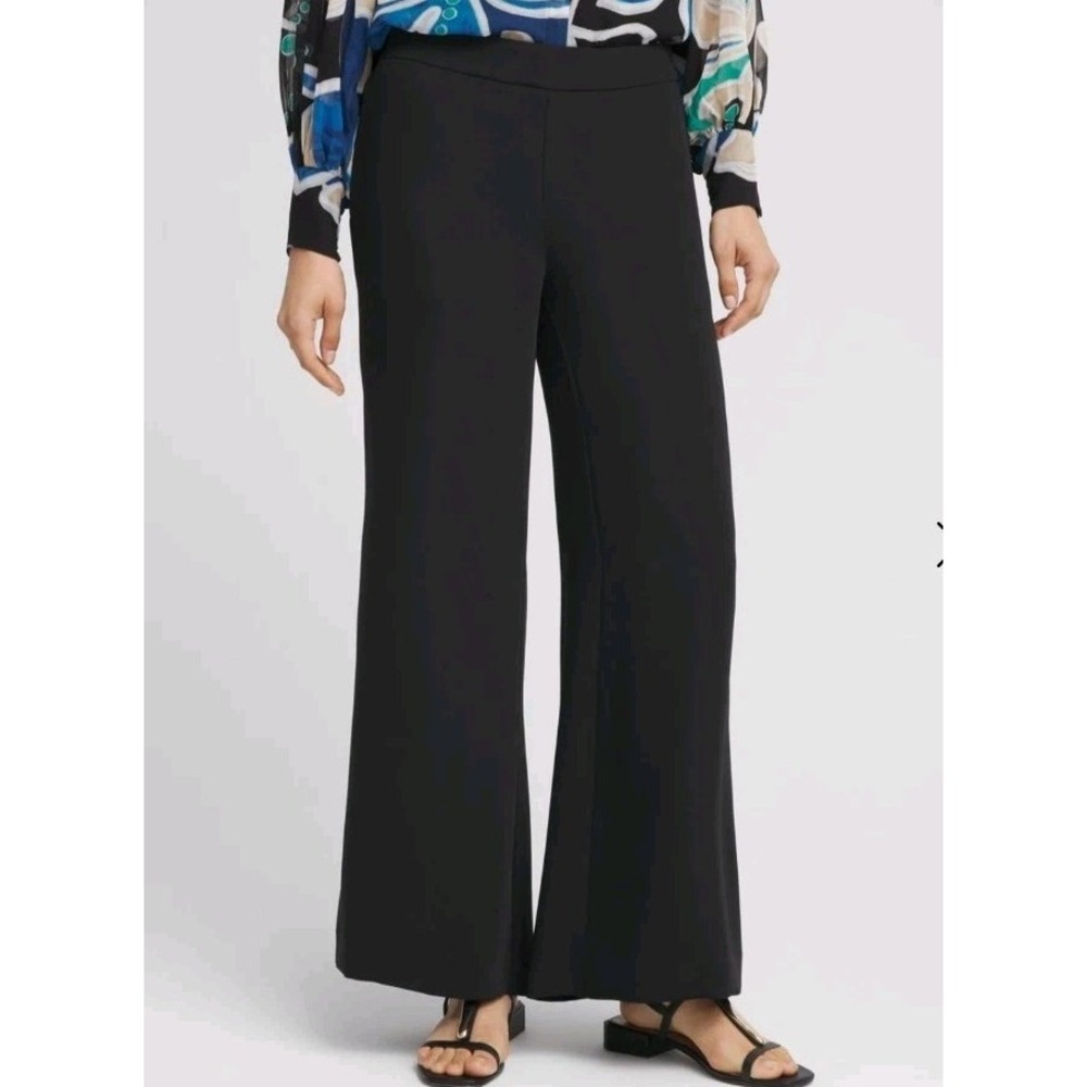 Chicos 2 Slinky Dress Pants Black Pull On Stretch Stretchy High Rise Waist